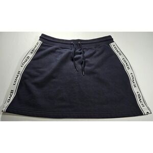 Coach Navy & White Nautical A-Line Tennis Mini Skirt Pull On Drawstring XL